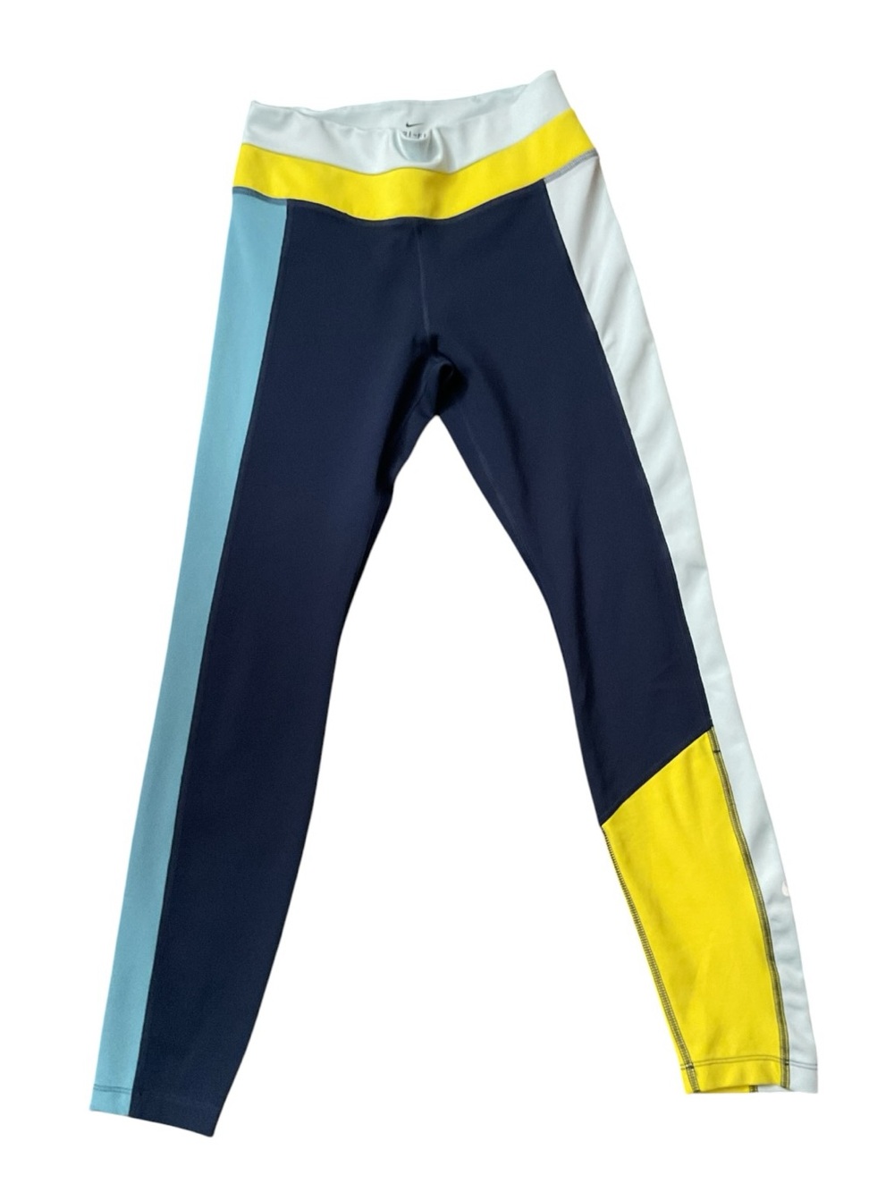 Nike Colorblock Navy, Yellow & Light Blue Leggings